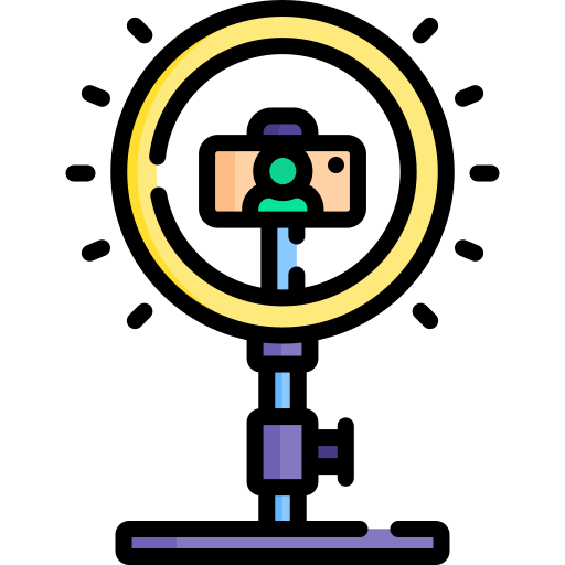 Icon von einem Ringlicht mit einer Smartphonehalterung in der Mitte